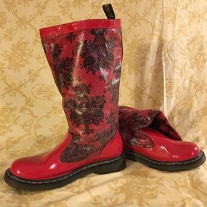 Fire Engine Red Dr. Marten Wellingtons